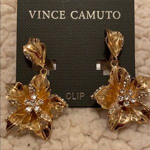 Vince Camuto Gold Tone Crystals Flower
